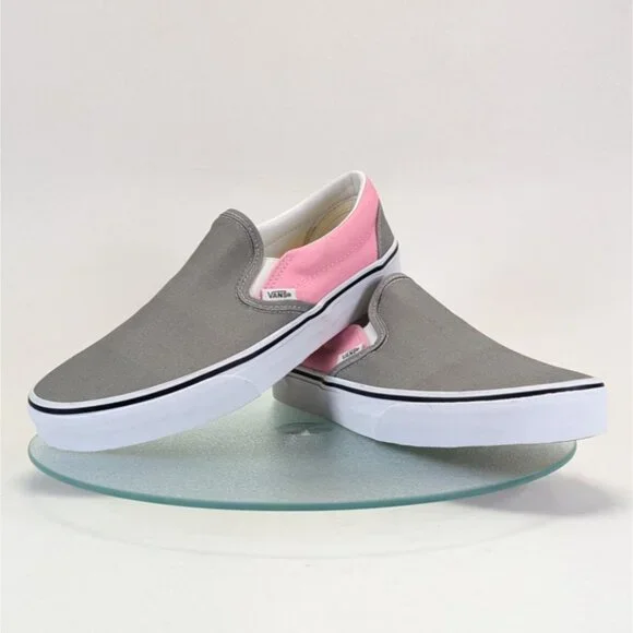 Vans Womens Slip-On Shoes Gray & Pink Canvas Size 9 Waffle Sole Casual Sneaker - Picture 7 of 8